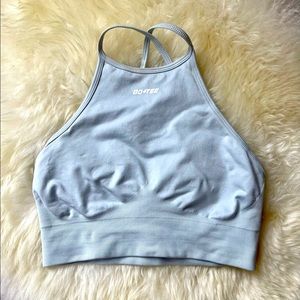 Bo + Tee cropped sports bra in light grey